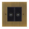 2 Gang Non Isolated Coaxial T.V. Socket: Black Insert