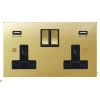 Double Socket with 2 USB chargers - 1 USB for Tablet | Phone Charging and 1 Phone Charging Socket - Black Trim 