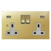 Double Socket with 2 USB chargers - 1 USB for Tablet | Phone Charging and 1 Phone Charging Socket - White Trim 