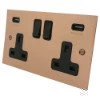 Double 13 Amp Socket with 2 USB A Charging Ports - Black Trim