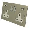 Double Socket with 2 USB chargers - 1 USB for Tablet | Phone Charging and 1 Phone Charging Socket - White Trim 