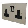 2 Gang 13 Amp Plug Socket: Black Insert