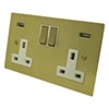 Double Socket with 2 USB chargers - 1 USB for Tablet | Phone Charging and 1 Phone Charging Socket - White Trim 