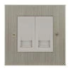 2 Gang Master Telephone Socket: White Insert