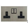 2 Gang 13 Amp Plug Socket: Black Insert