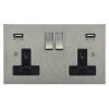 Double Socket with 2 USB chargers - 1 USB for Tablet | Phone Charging and 1 Phone Charging Socket - Black Trim 