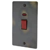 45 Amp Double Pole Switch with Neon - Double Plate - Black Trim