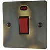 45 Amp Double Pole Switch with Neon - Single Plate - Black Trim