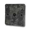 Single Non Isolated TV | Coaxial Socket : Black Trim Flat Vintage Rustic Pewter TV Socket