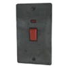 45 Amp Double Pole Switch with Neon - Double Plate - Black Trim