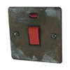 45 Amp Double Pole Switch with Neon - Single Plate - Black Trim