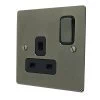 Single 13 Amp Socket - Black Trim