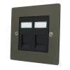 2 Gang RJ45 Cat5e Socket - Cat5 and Cat6 available on request - Black Trim