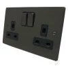 Double 13 Amp Socket - Black Trim