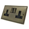 Double 13 Amp Socket - Black Trim