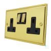 Double 13 Amp Socket - Black Trim