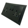 2 Gang - Double socket with on | off switches : Black Trim