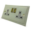 2 Gang - Double socket with on | off switches : Black Trim