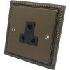 1 Gang 2 Amp Round Pin Socket: Black Insert