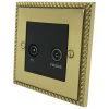 TV Aerial Socket and FM Aerial Socket combined on one plate - Black Trim