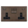 Double Socket with 2 USB chargers - 1 USB for Tablet | Phone Charging and 1 Phone Charging Socket