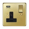 Single Socket with USB charger - Black Trim