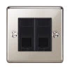 2 Gang RJ45 CAT 6 Socket : Black Trim