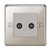 2 Gang Isolated Coaxial T.V. Socket : White Trim