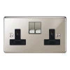 2 Gang 13 Amp Plug Socket : Black Trim