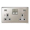 Double Socket with 2 USB chargers - 1 USB for Tablet | Phone Charging and 1 Phone Charging Socket - White Trim 