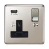 Single Socket with USB charger - Black Trim