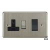 45 Amp Double Pole Switch with 13A Switched Socket : Black Trim