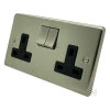 2 Gang 13 Amp Plug Socket : Black Trim