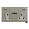 Double Socket with 2 USB chargers - 1 USB for Tablet | Phone Charging and 1 Phone Charging Socket - White Trim 