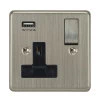 Single Socket with USB charger - Black Trim