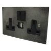 Double Socket with 2 USB chargers - 1 USB for Tablet | Phone Charging and 1 Phone Charging Socket - Black Trim & Rockers Only 