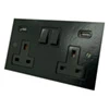 Double Socket with 2 USB chargers - 1 USB for Tablet | Phone Charging and 1 Phone Charging Socket - Black Trim & Rockers Only