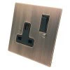 1 Gang (Single) 13 Amp Socket - Black Rockers (3 week lead time)