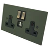 Double Socket with 2 USB chargers - 1 USB for Tablet | Phone Charging and 1 Phone Charging Socket - Black Trim & Rockers Only 