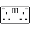Double Socket with 2 USB chargers - White Trim 