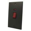 50 Amp Double Pole Switch with Neon - Double Plate : Black Trim