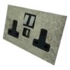 Double Socket with 2 USB chargers - 1 USB for Tablet | Phone Charging and 1 Phone Charging Socket - Black Trim & Rockers Only 