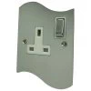 1 Gang - Polished Chrome Single socket with on | off switch : White Trim