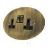 Ellipse Antique Brass Switched Plug Socket - 1