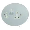 2 Gang - Double socket with on | off switches : White Trim