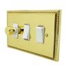 3 Gang Combination : 1 x 400w 2 Way Dimmer Switch + 2 x 20amp 2 Way Switch : White Insert