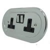 2 Gang - Double socket with on | off switches : Black Trim