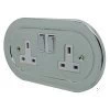 2 Gang - Double socket with on | off switches : White Trim