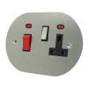 Double Plate - Used for cooker circuit. Switches both live and neutral poles also has a single 13AMP socket with switch : Black Trim