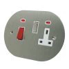 Double Plate - Used for cooker circuit. Switches both live and neutral poles also has a single 13AMP socket with switch : White Trim